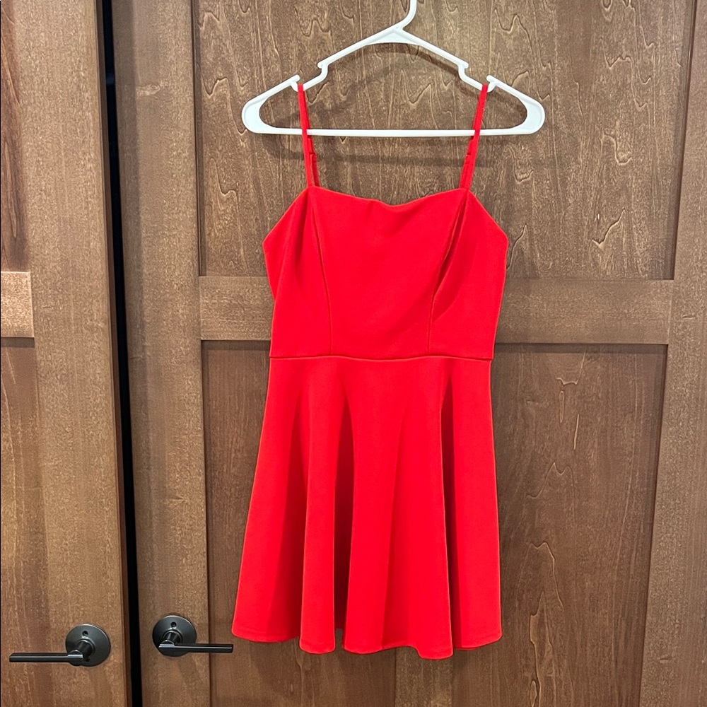 B. Smart Red Spaghetti Strap Dress